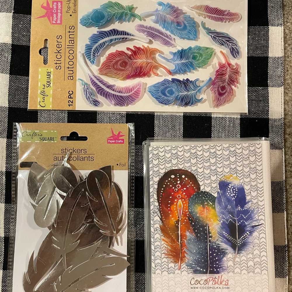 Colorful Feather Stickers & Photo Album Set